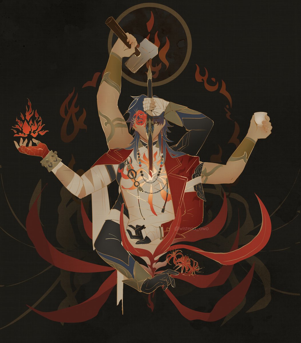 wisteria_owo's tweet photo. 🔥🛠️🪷
start with AbundanceBlade but Now that he has six arms, let's use them all! 
#blade #刃 https://t.co/VEzR4004h1