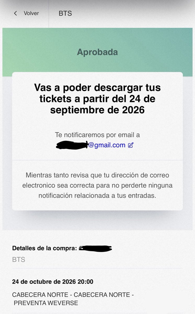 nat4444sha's tweet photo. holis, vendo 1 entrada para bts en cabecera norte para el 24/10
#BTS_WORLDTOUR_ARİRANG #BTSArgentina #BTSENTRADAS https://t.co/scjt2z8TF6