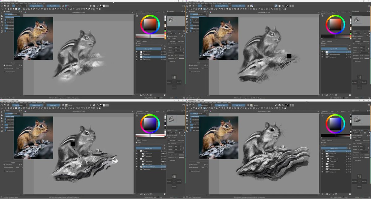 artsquirrelblog's tweet photo. OK I've come back here and spent an hour doom scrolling, so far things are exactly as I left them but nevermind. Here is a picture I did in Krita the other day for fun. Thought I'd do a Chipmunk for a change. #krita #digitalart https://t.co/b9gzFG5gGO
