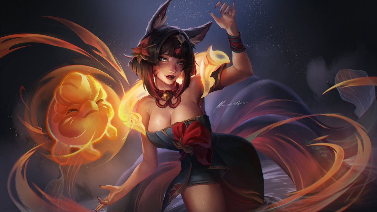 mamoriartt's tweet photo. After Hours Spirit Blossom Spring Ahri 🍵🐟🍁 Final illustration for Bo Chen's Portrait Preparation course!  
I hope you guys enjoy! 
#ArtofLegends #ahri #leagueoflegandfanart https://t.co/XI5sR53zKk