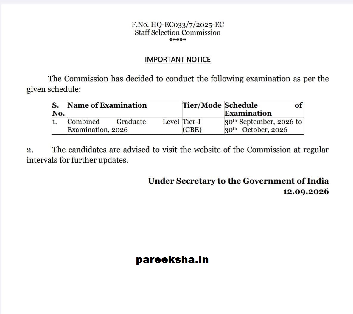 InPareeksha's tweet photo. Examination Date Announced for SSC CGL 2026. Candidates are advised to check the official notification and prepare accordingly. Give final touches with Free TEST &amp; PYQ.  https://t.co/r07ivVsupN 
#SSC #SSCCGL #SSCCGL2026 #SSCExams https://t.co/VLrjNUbpdL