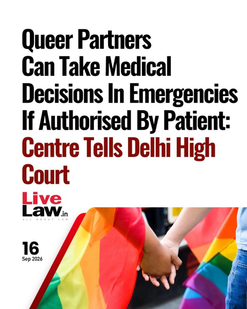 CitizenAnkit's tweet photo. 🏳️‍🌈🇮🇳 The government told the Delhi High Court it backs partners, including same-sex partners, being able to make medical decisions for each other in an emergency.

I've worked for exactly this for over a decade, collaboratively, not confrontationally, with policymakers, never treating the government as the enemy. I've always believed India moves this way, quietly, administratively, and I'd rather have that than nothing.

Still no marriage. Still work to do. But I'll take this.