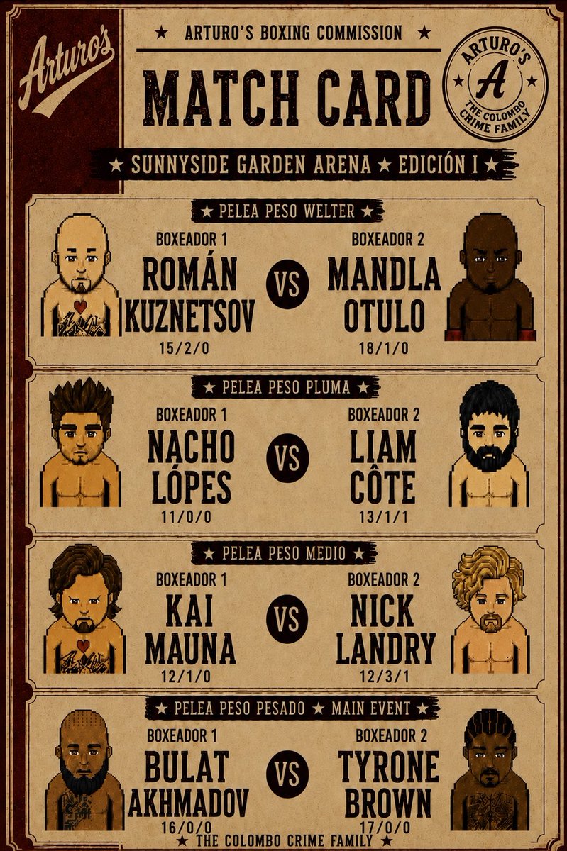 BradleyHB_'s tweet photo. 🥊✨ GRAN NOCHE DE BOXEO ✨🥊

📅 HOY | ⏰ 23:00 🇪🇸
📍 SUNNYSIDE GARDEN ARENA

✨ The Colombo Crime Family ✨

👊 Cuatro enfrentamientos
🔥 Mucha emoción
🏆 Una victoria por conquistar

Ven a disfrutar de la velada y anima a tu favorito.

¡No te quedes sin tu boleto!

#Habbo https://t.co/PTvSlLZqlr