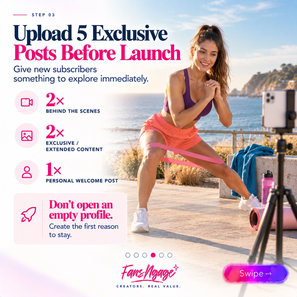 fansngage's tweet photo. Already applied to FansNgage? Here is your setup checklist. 

✅ Complete your profile (username, photo, specific subscriber bio)
✅ Set your price 
✅ Upload 5 exclusive posts before going public.
✅ Write your subscriber welcome message template. https://t.co/MCkka8wRKp