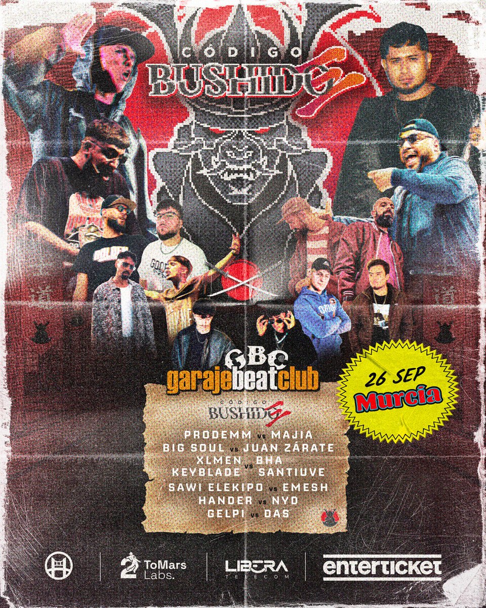 codigo__bushido's tweet photo. Quedan 🔟 días para Codigo Bushido 3 🥷

Recordamos👇🏻

🗓️25/9📍Sala Spectrum 🕘21:00
Ronin x Pluma Iberica
Bar4Bar Cypher ft Piezas, Erick Hervé, Tweaz y Alex Orellana
Meet &amp; Greet

🗓️26/9📍Sala Garaje
🕔17:00 El Banco x Codigo Bushido
🕗20:30 Codigo Bushido 3
🕛00:00 After party https://t.co/XCLKiouFfi
