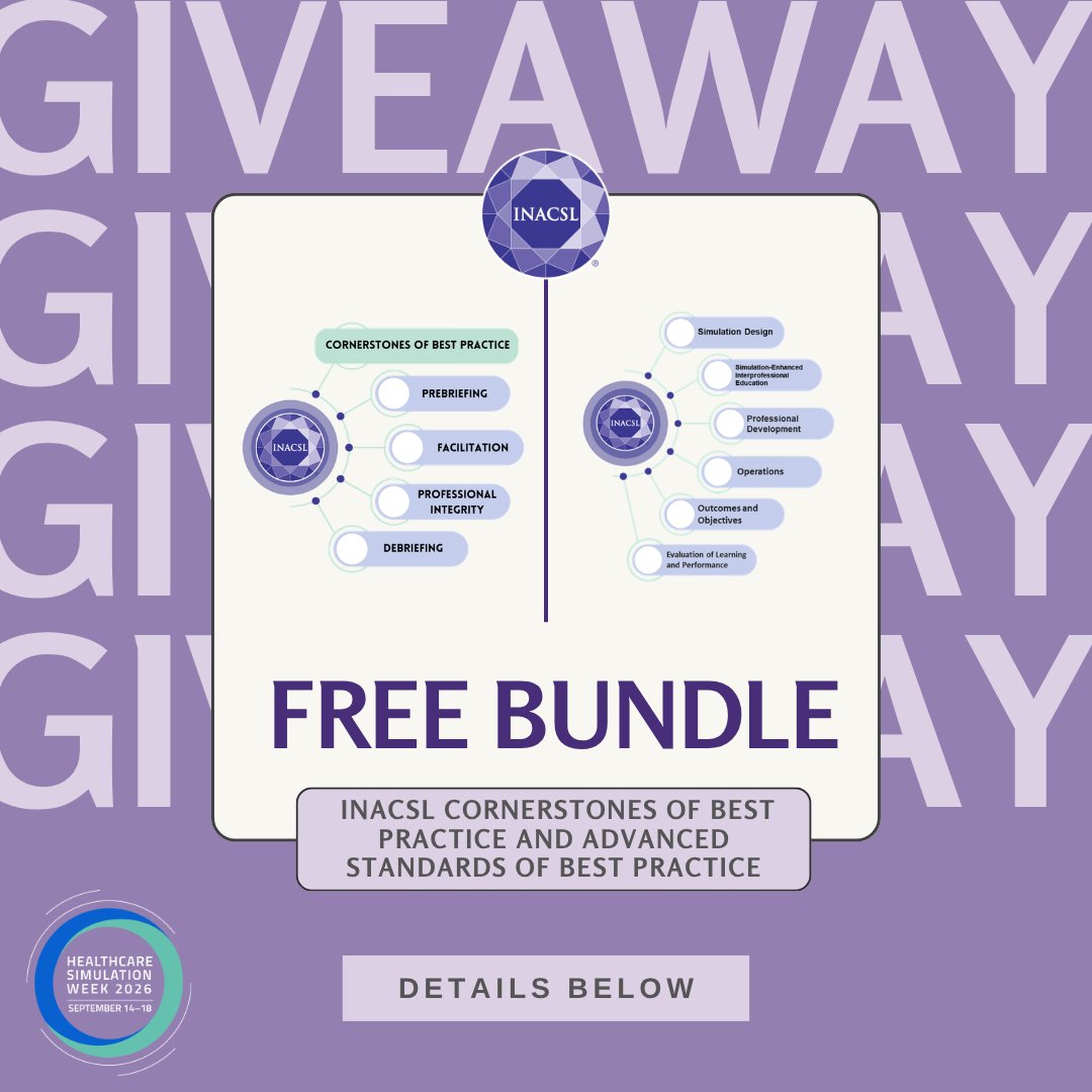 INACSL's tweet photo. Non-members: Join INACSL during SIM Week (September 14-18) and be entered into a drawing for your chance to win a free Cornerstones of Best Practice and Advanced Standards of Best Practice Bundle! #HCSimWeek26 https://t.co/88YdiAOrUH