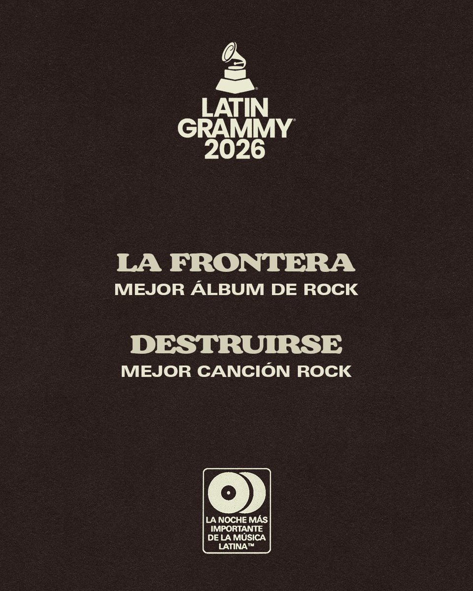 VINILOVERSUS's tweet photo. Felices por estas dos nominaciones a los @LatinGRAMMYs 🙏🏻 Gracias a todos los que nos escuchan y a todos los que han sido parte de esto. https://t.co/XJVUQXeWte