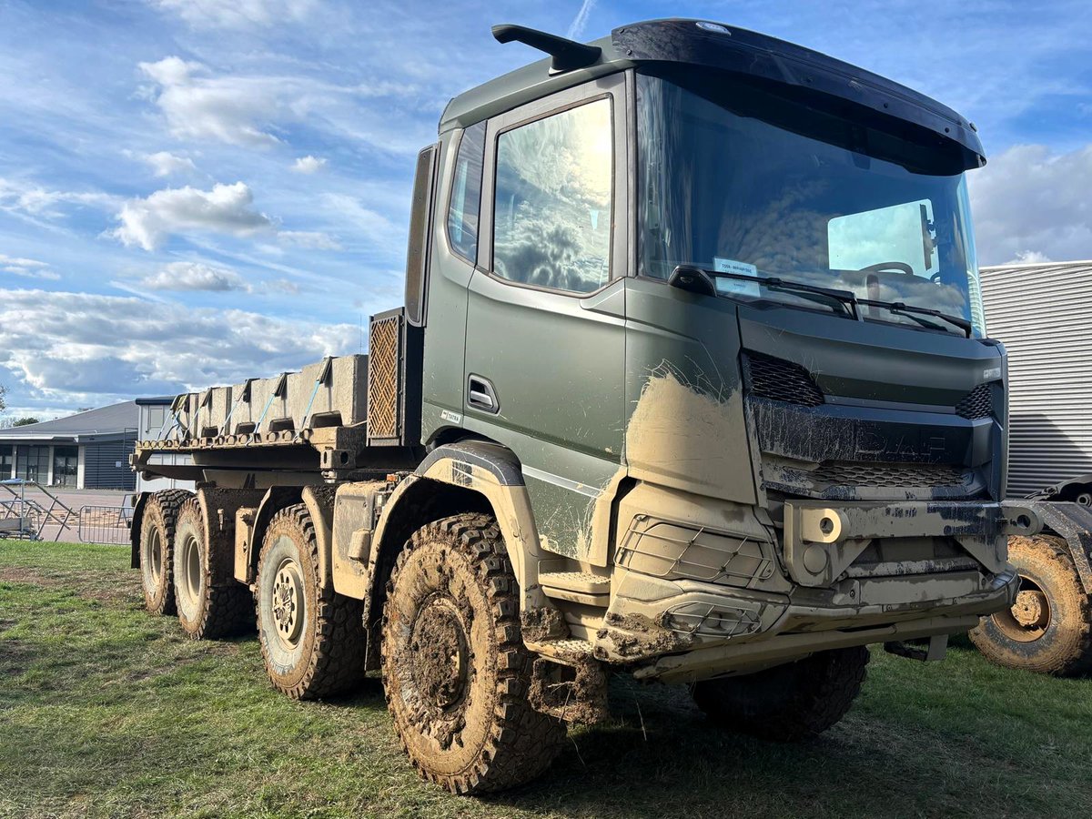 DAFTrucksUK's tweet photo. We have been at DVD 2026 today alongside Tatra, showcasing two state of the art military #trucks. 🚛

On display is the 6x6, featuring a ballistic armoured cab and cargo body, alongside an 8x8 delivering outstanding off road performance.

Find out more➡️ https://t.co/mCN34M8uYg https://t.co/ct7hzSWZPT