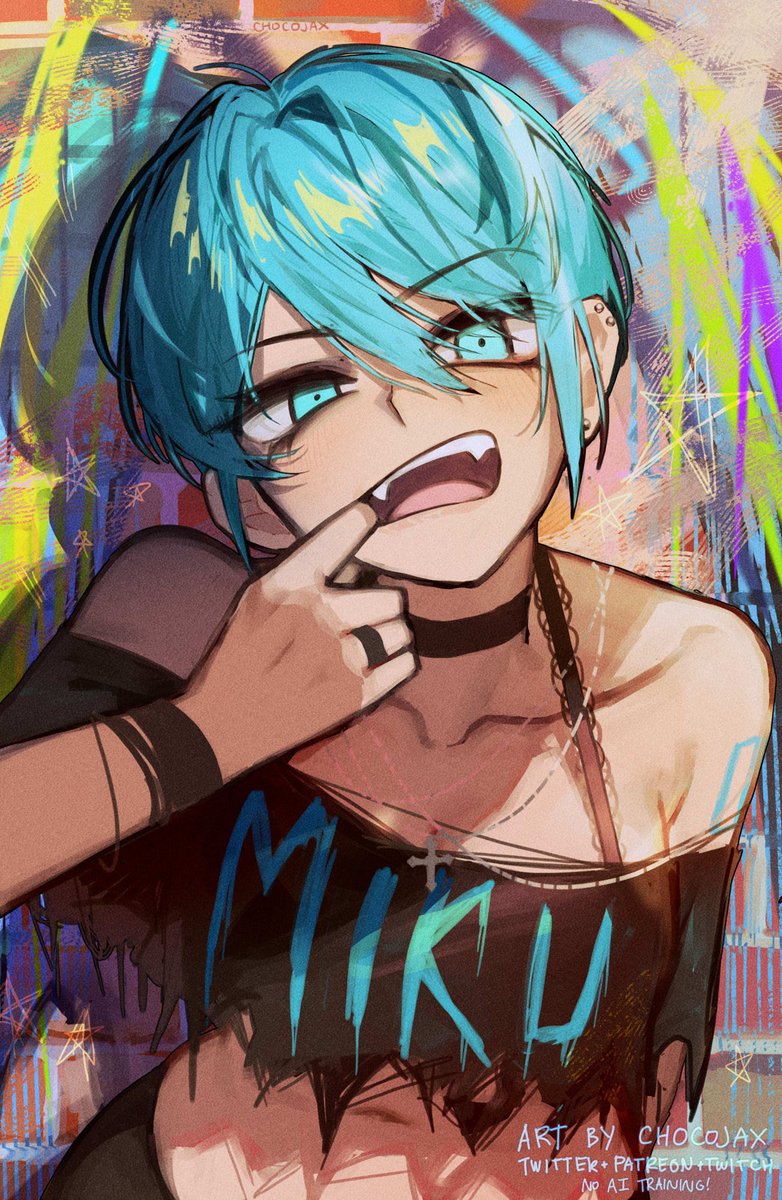 chocojax's tweet photo. i drew miku with graffiti twintails 💙 https://t.co/nvjzdJhg6z