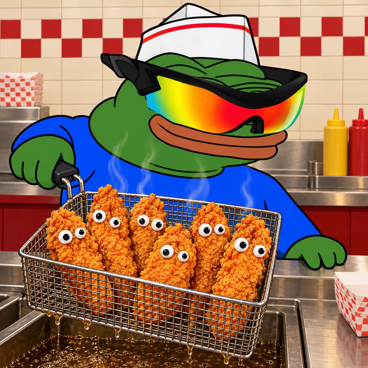 TENDIEMON's tweet photo. OUR FRYCOOKS HAVE BEEN IN DA KITCHEN🐓🍽️

WEBSITE: SOON™️ https://t.co/YlKjAHW7xI