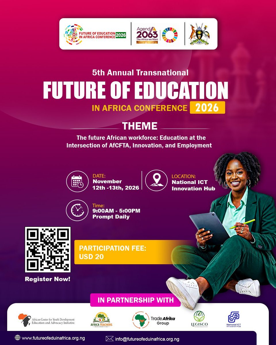 kimsalim99's tweet photo. Big moves for African Education! 

​Applications are officially OPEN for the 5th Annual Future of Education in Africa Conference 2026.

​📍 Kampala, Uganda
📅 Nov 12–13, 2026

🔗 Explore opportunities: https://t.co/G0zfBmtQ92
​Let’s connect in Uganda! 🇺🇬 #FEIA 
@Feiafconference https://t.co/gBNI3LojHQ