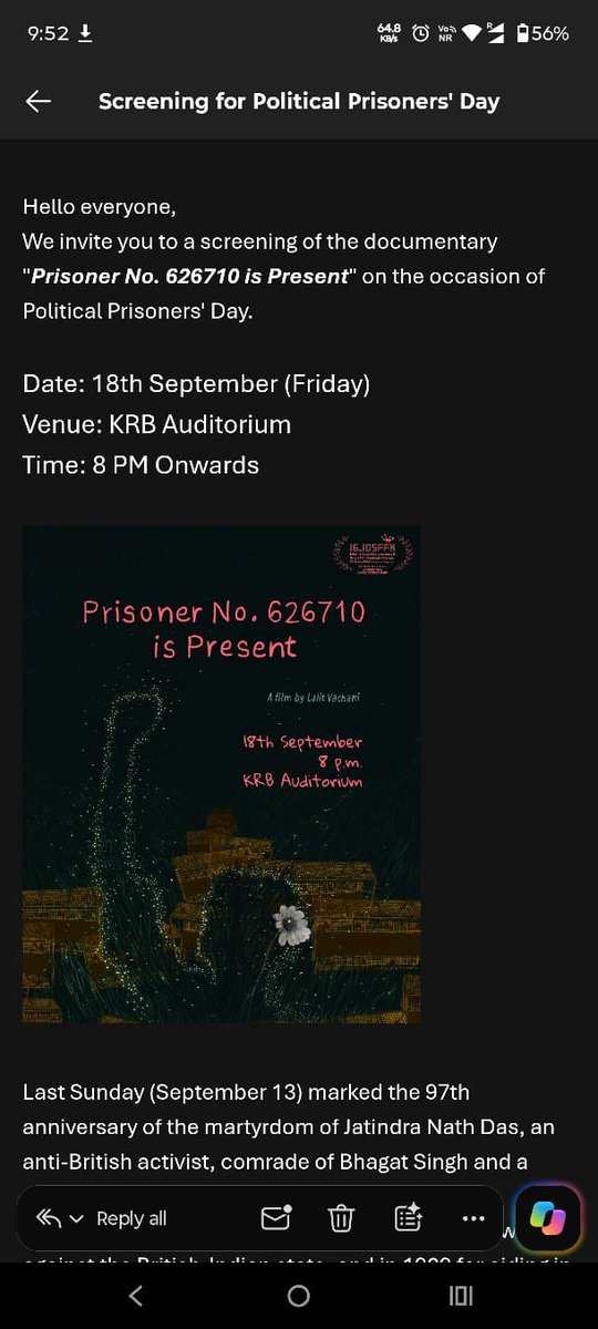 GemsofAcademia's tweet photo. IIIT Hyderabad is showing documentary on Umar Khalid. 

Director Sandeep Shukla invited Neha Bora also. 

Government is sleeping.

@JoshiPralhad https://t.co/xqpIP6cbYk