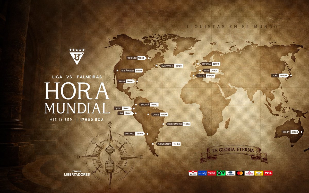 LDU_Oficial's tweet photo. Horario mundial para el partido de hoy🤩

Vamos CENTRALES ⚪️🔴

🆚 Palmeiras | 16.09 | 17H00
🏟️ Rodrigo Paz Delgado
🏆 Conmebol Libertadores https://t.co/MY3qvY7ZqQ