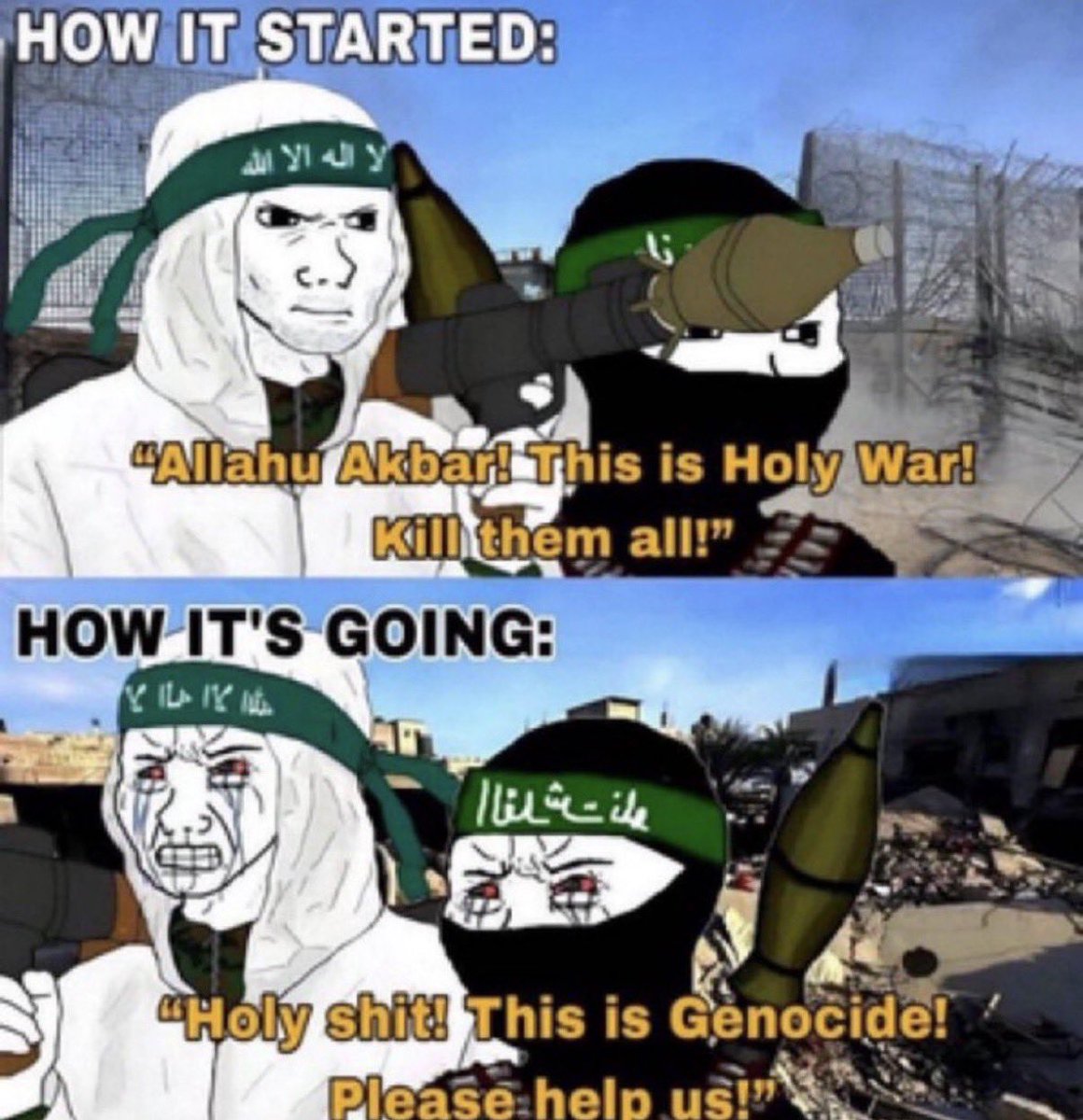 HankishTwitZone's tweet photo. There is no such thing as an “innocent Palestinian”! Hamas Palestinian jihadists started the war with massacres of innocent Israeli civilians, including babies, on 10/7/23 and proudly videotaped it! So-called “Gaza civilians” celebrated the atrocities and hid the kidnapped hostages in their own homes!

Real genocide occurred on 10/7/23! What followed was a defensive retaliatory war Israel was forced into, which Palestinians lost badly! All the blood spilled in Gaza and Israel is on Palestinian terrorists who started this on 10/7/23, not Israel!