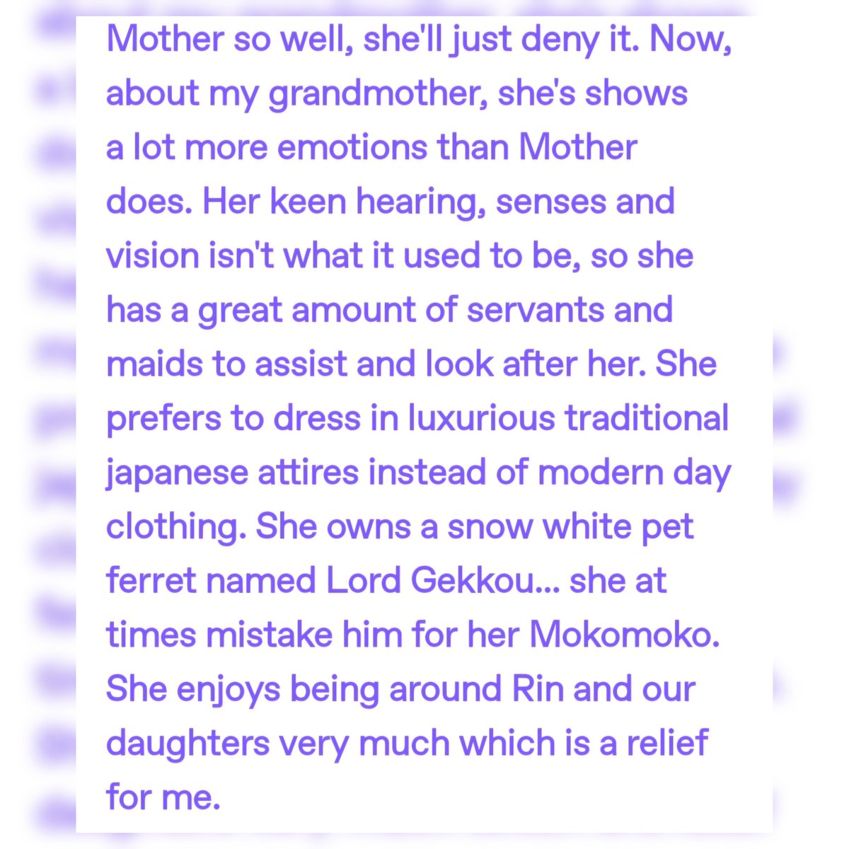 EternitySessrin's tweet photo. #sessrin #sesshomaru #rin #yashahime #inuyasha #Towa #Setsuna
꧁Sessrin Family Blog꧂
Asks 25
Anon is curious about Sesshomaru's Grandmother's when she was alive, but Sesshomaru confirms his Grandmother is alive. (Yup, I created Sesshomaru a grandma, I wanted 1/2 https://t.co/VmWAhB70iI