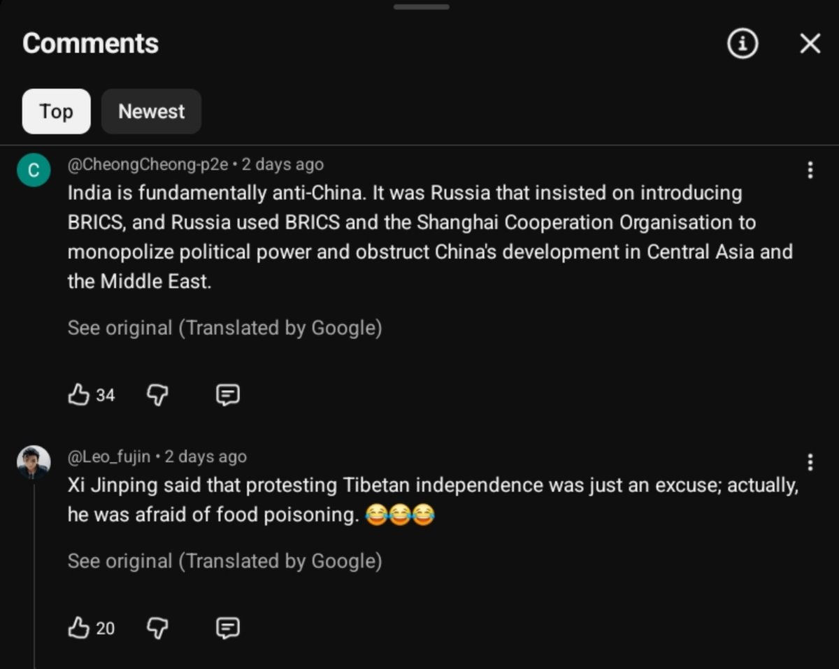 AgniVesa_07's tweet photo. There's somethings off....

I'm seeing horde and horde of bullshit narrative being circulated by chinese journalists on how Xi left india early as he feared getting diarrhea if ate indian food or he was sick yet he avoided visiting indian hospitals, or how india isn't a trustworthy BRICS member, and this narrative is being amplified by chinese netizens

All of this doesn't seem normal at all...this looks like a pre planned PSYOP which is being orchestrated right now...