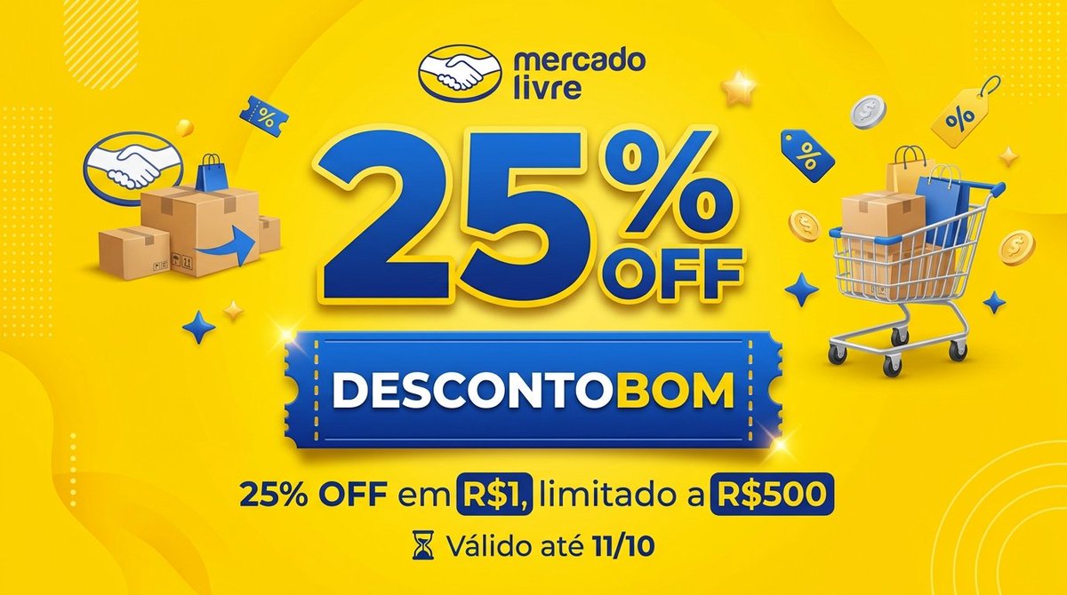 webdescontos's tweet photo. Bora economizar no Mercado Livre!

25% de desconto em produtos selecionados com DESCONTOBOM

Válido até 11/10

Cupom: DESCONTOBOM

https://t.co/ijSdNxlZiL https://t.co/zJtLYzqlTW
