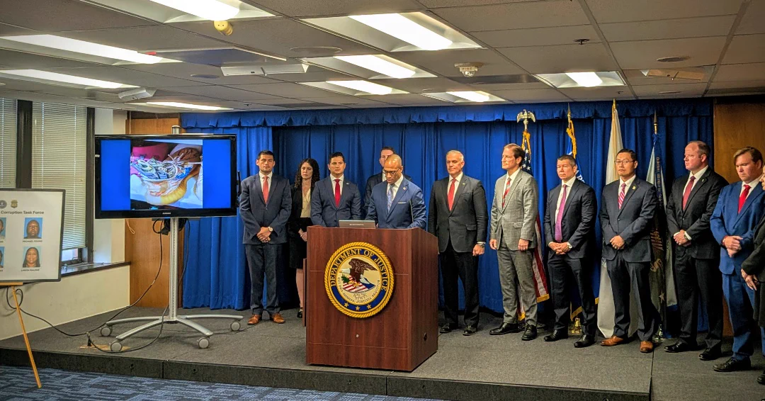 Acting Assistant Director in Charge Robert Molvar joined partners at a press conference today to announce the arrest of two defendants out of three charged in separate federal homelessness corruption and fraud cases.  A third defendant is being sought by law enforcement. 