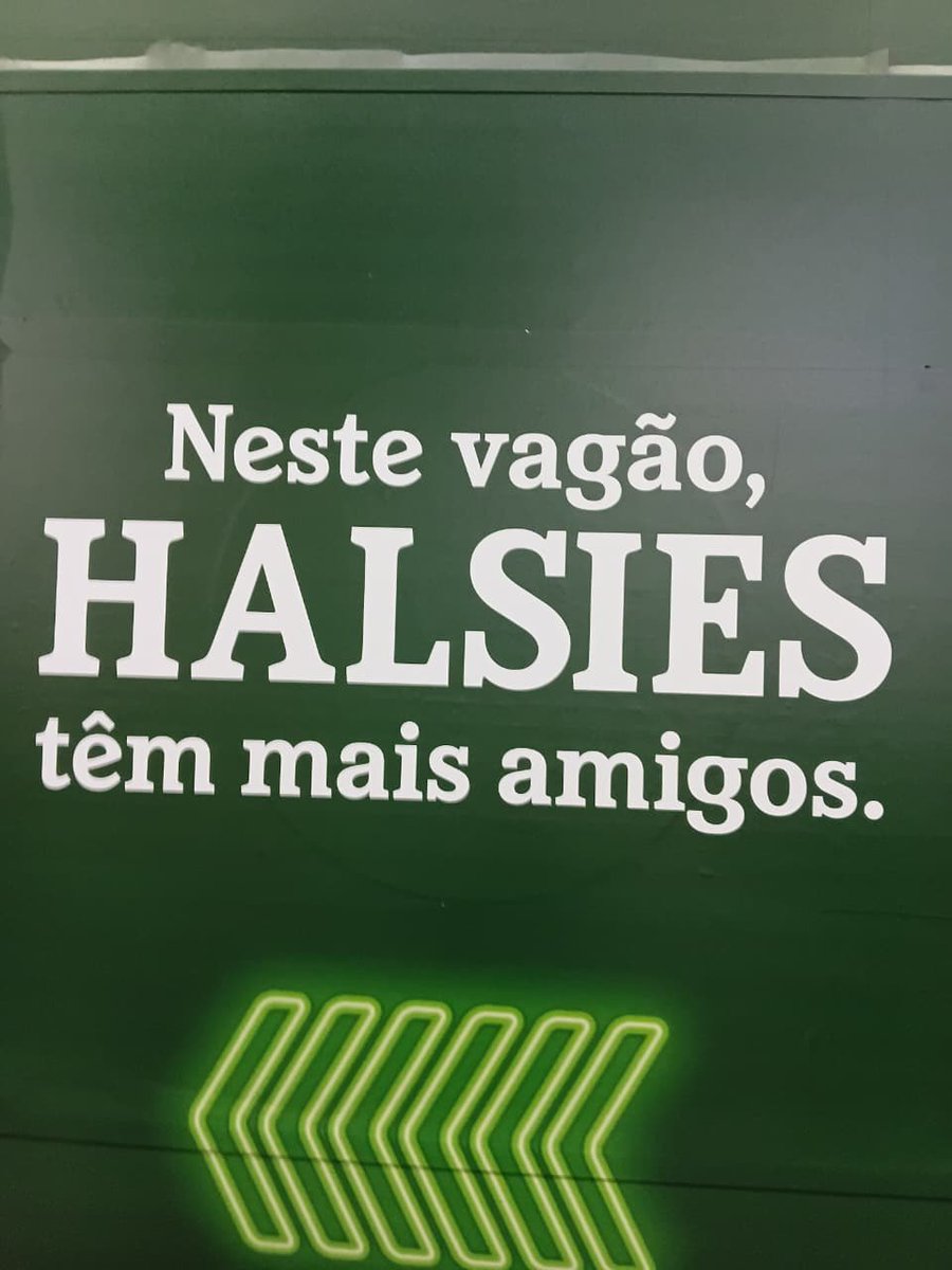 HALSEYBRSL's tweet photo. Um vagão do metrô do Rio ganhou uma homenagem especial aos fãs da Halsey durante o Rock in Rio:

“Neste vagão, Halsies têm mais amigos.” 🇧🇷💚 https://t.co/u1NeJXuttk