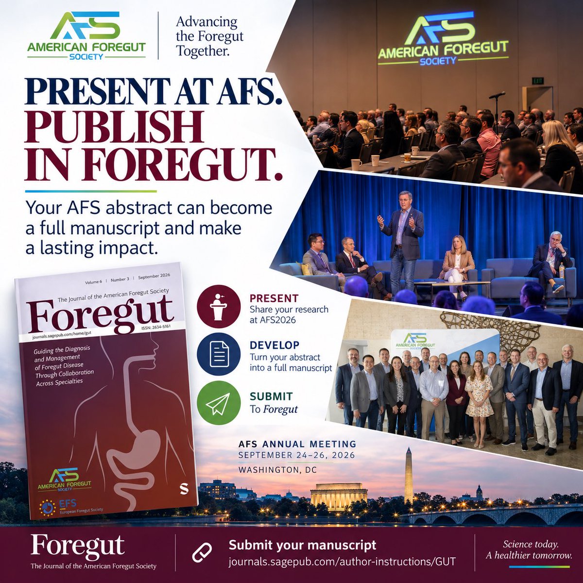 foregut_journal's tweet photo. 🎤 Presenting at #AFS2026? Take your research beyond the meeting.

📄 Turn your abstract into a full manuscript
🌎 Share your work with the foregut community
📕 Publish in Foregut

#ForegutJournal #ForegutSurgery #AFS2026 https://t.co/rewC19OVLy