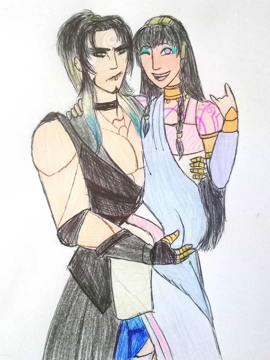 Minosvonstein's tweet photo. drew him with his niece Mithra 
♡
#asuraswrath https://t.co/Xk5m3QMooe