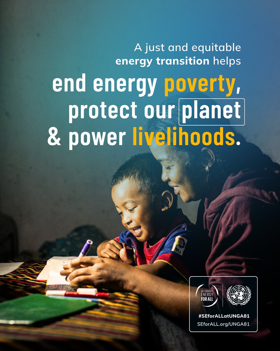 SEforALLorg's tweet photo. ⚡ End energy poverty
🌍 Protect our planet
💼 Support livelihoods

A just and equitable #energytransition must deliver on all three. 

Explore our key engagements at #UNGA81 &amp; #ClimateWeekNYC: https://t.co/UqGhAYZDkt https://t.co/onETnOLvh2