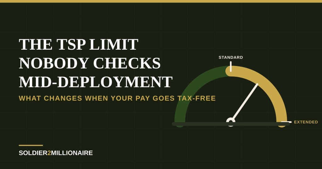 Soldier2M's tweet photo. A soldier I mentor almost left $9,000 in tax-free combat pay sitting in a checking account. TSP has a second contribution limit that kicks in the moment your pay goes tax-exempt — almost nobody checks it. #TSP
https://t.co/0qEIR6sQwX https://t.co/k1QaMraAsG