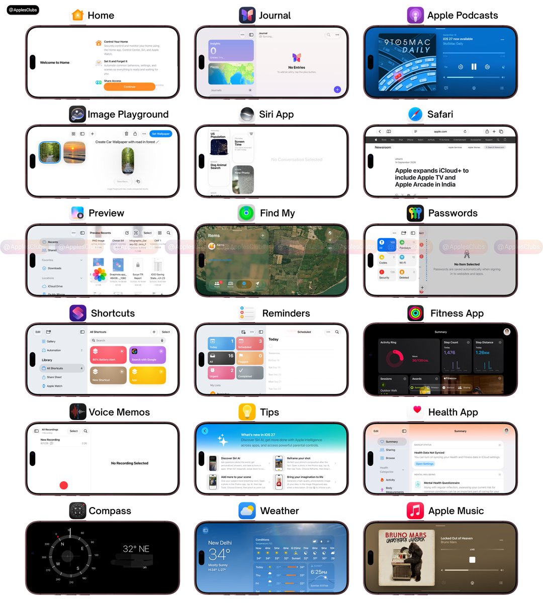 ApplesClubs's tweet photo. iOS 27 brings landscape support to more native Apple apps. https://t.co/0Y8SU43zOX