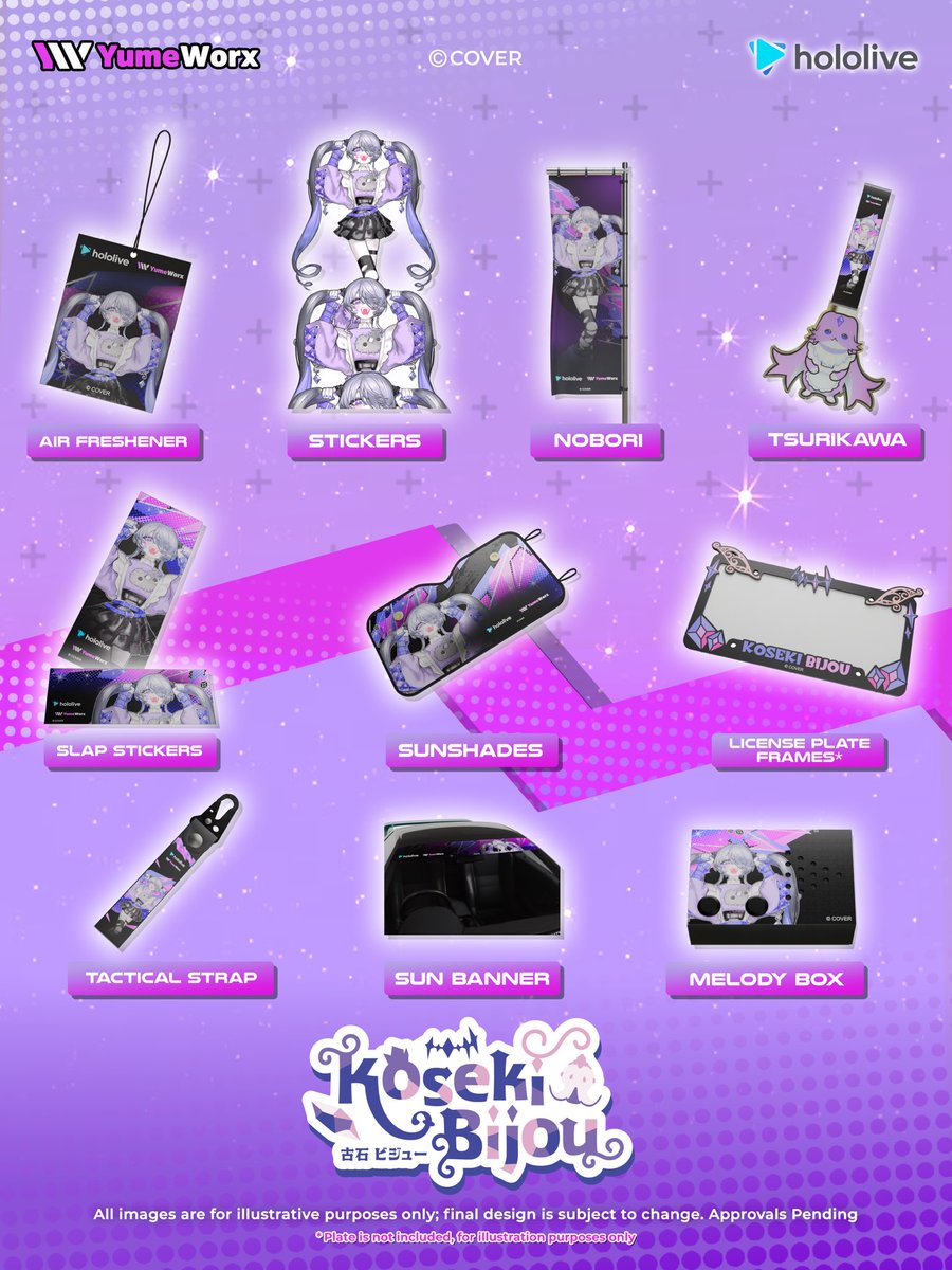 YumeWorx's tweet photo. Merch set GET! Get ready to bring a little sparkle to your next drive. 💎✨

All presale orders come with a free gift.

#Pebbles #hololive https://t.co/uRL7gjIbDX