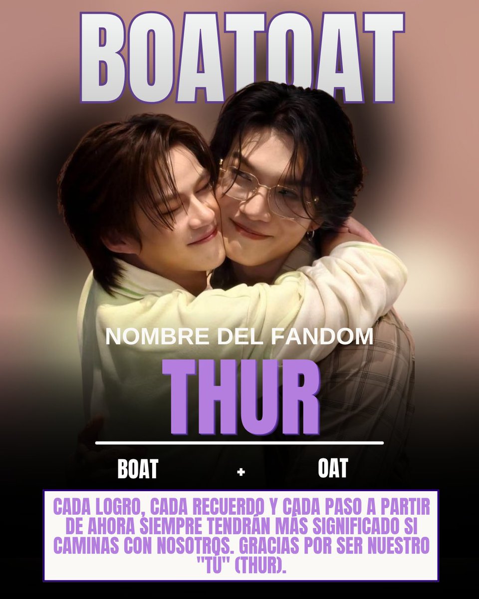 blovermx's tweet photo. ¡OFICIALMENTE SOMOS THUR! 💜✨

​Boat y Oat revelaron el nombre y color oficial de su fandom: Purple Floral🌸

​"Cada logro y paso a partir de ahora tendrá más significado si caminas con nosotros. Gracias por ser nuestro 'Tú' (THUR)". 🥹🫂

​#BoatOat #THUR #BLOVERMX https://t.co/U8Ohxf2EjJ