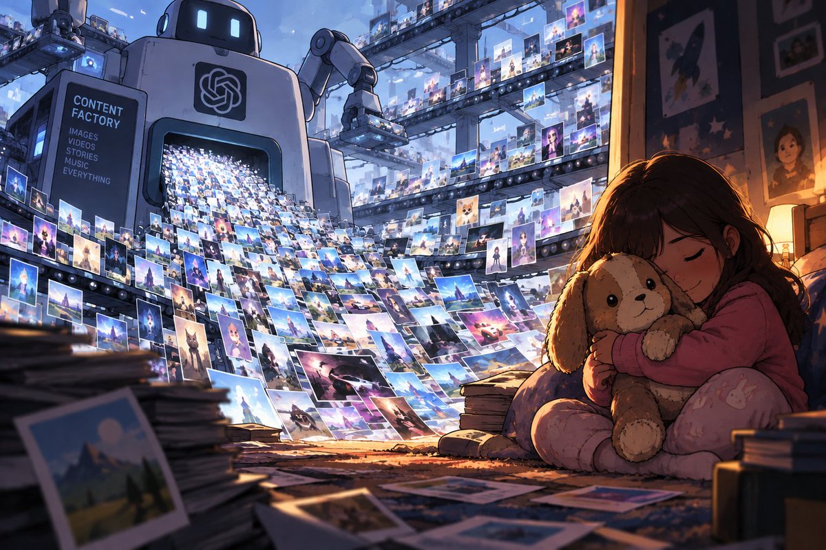 MateenMohammed_'s tweet photo. AI is about to create an infinite amount of content.

Which makes owning characters people already care about even more valuable.

When anyone can generate a decent image, video or story in seconds, content itself becomes less scarce.

Attention, recognition and emotional attachment don't.

AI might commoditise content while making great IP more valuable than ever.