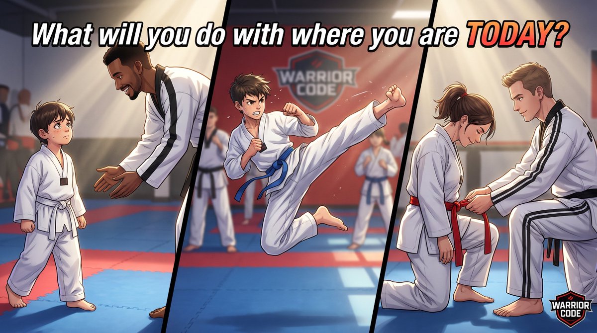 ITFWarriors's tweet photo. Some students walked into Warrior Code this week wearing a new belt.

Some are working toward the one they didn't earn yet.

Some are walking in for their VERY FIRST class.

Different stages.

Different feelings.

Same question:

What will you do with where you are TODAY? https://t.co/juuSRulmfj