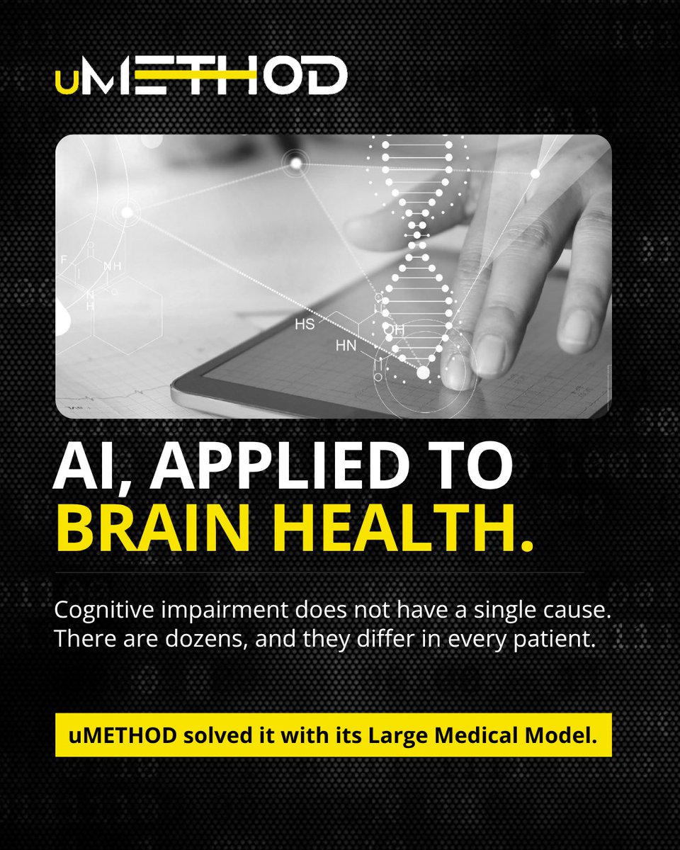 method_u's tweet photo. A cognitive assessment takes one visit. The clinical story behind it can take decades to build.

uMETHOD turns longitudinal patient data into actionable insights, evaluating 50+ treatable contributors to cognitive decline.

#uMETHODHealth #CognitiveCare https://t.co/Hog6bsJuhc