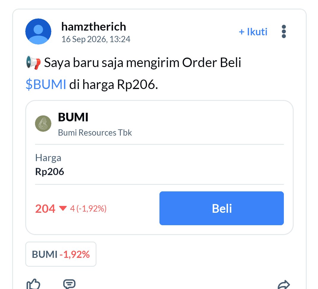 salsaarayna's tweet photo. BUMI diakumulasi di 206! 🟢 Walau harga lagi struggle, area 200-an ini emang support kuat historisnya. Siap-siap jaring kalau mantul! 🎯📊 #AplikasiAjaib #TraderBatuBara #BUMI https://t.co/6m9IbY6qFp