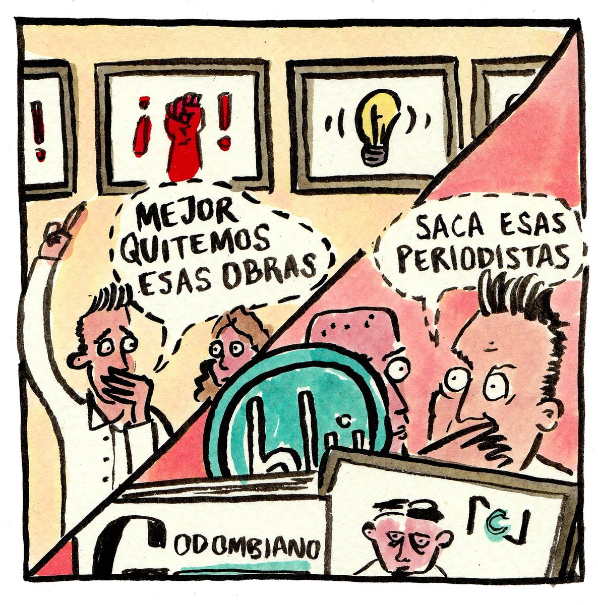 atomocartun's tweet photo. Les cuento que funcionarios de la Secretaria de Cultura de la @AlcaldiadeMeda de @FicoGutierrez han presionado a Sala U, de la @UNALOficial para que retiren mis obras de la exposición "Intervención/Interposición: Gestos sublevados de Medellín". https://t.co/oJhgzrAO37