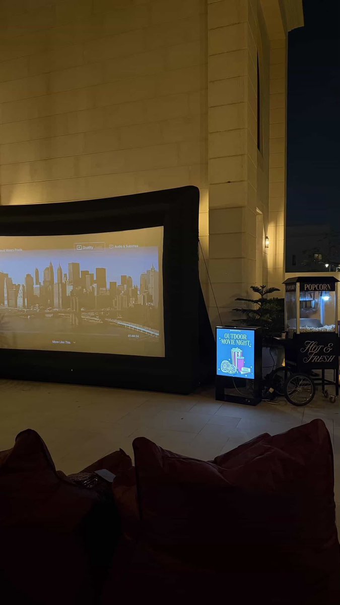aduae33's tweet photo. The Outdoor Cinema 

نقدّم تجربة سينما خارجية متكاملة تجمع بين متعة المشاهدة، الأجواء المفتوحة، والراحة في تجربة ترفيهية مختلفة عن السينما التقليدية.

نوفر جلسات مميزة مصممة لتناسب مختلف الأذواق، تشمل 20 مقعداً من الـBean Bags و9 مقاعد أريكة متدرجة المستويات، لتمنح ضيوفنا تجربة مشاهدة مريحة وممتعة.

نقدّم مجموعة متنوعة من خيارات الترفيه، تشمل الأفلام، المسلسلات، والمباريات الرياضية، مع إمكانية المشاهدة عبر منصات الترفيه الرائدة مثل Netflix، Amazon Prime، Disney+ وTOD.

هدفنا هو تحويل كل مشاهدة إلى تجربة متكاملة — من اختيار المحتوى والجلسة، إلى الأجواء الخارجية التي تجعل كل ليلة مختلفة ولا تُنسى. خصم خاص لجميع جماهير دورينا للحجز التواصل على الإنستقرام
 https://t.co/ONSY02U9bH