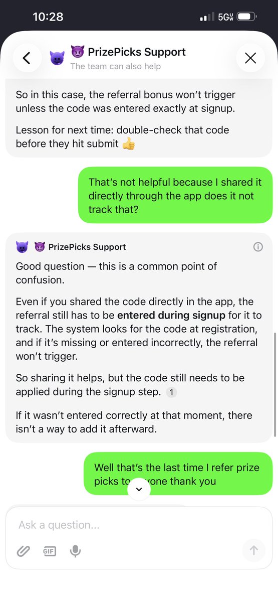 DOPEITSDEREK's tweet photo. @PrizePicks make your referral legit for once. I shared my referral through the app and now you guys won’t give a bonus? I’m not even asking for withdrawal funds just bonus but this is why @ChalkboardHQ and @fliff get all my referrals and plays now. https://t.co/coDJAgBdYz