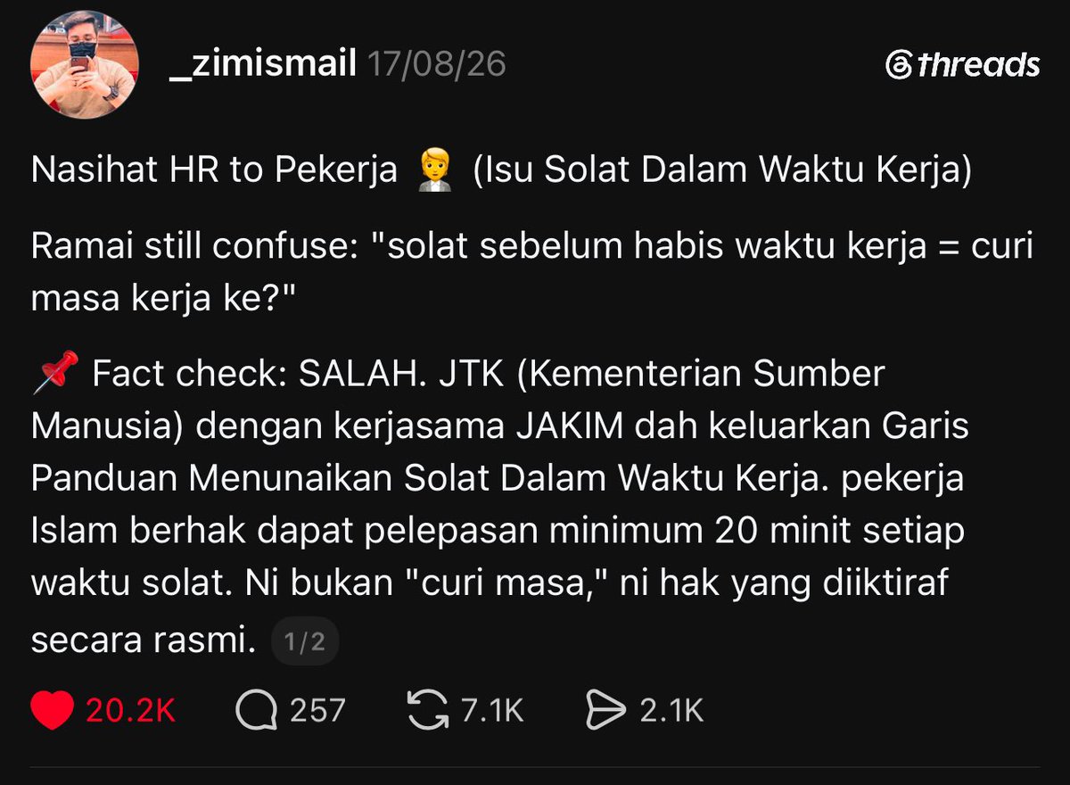 ikhsanyazid's tweet photo. @faridaffy jangan nak guilt trip staff pergi solat eh https://t.co/eOznX6UjWC