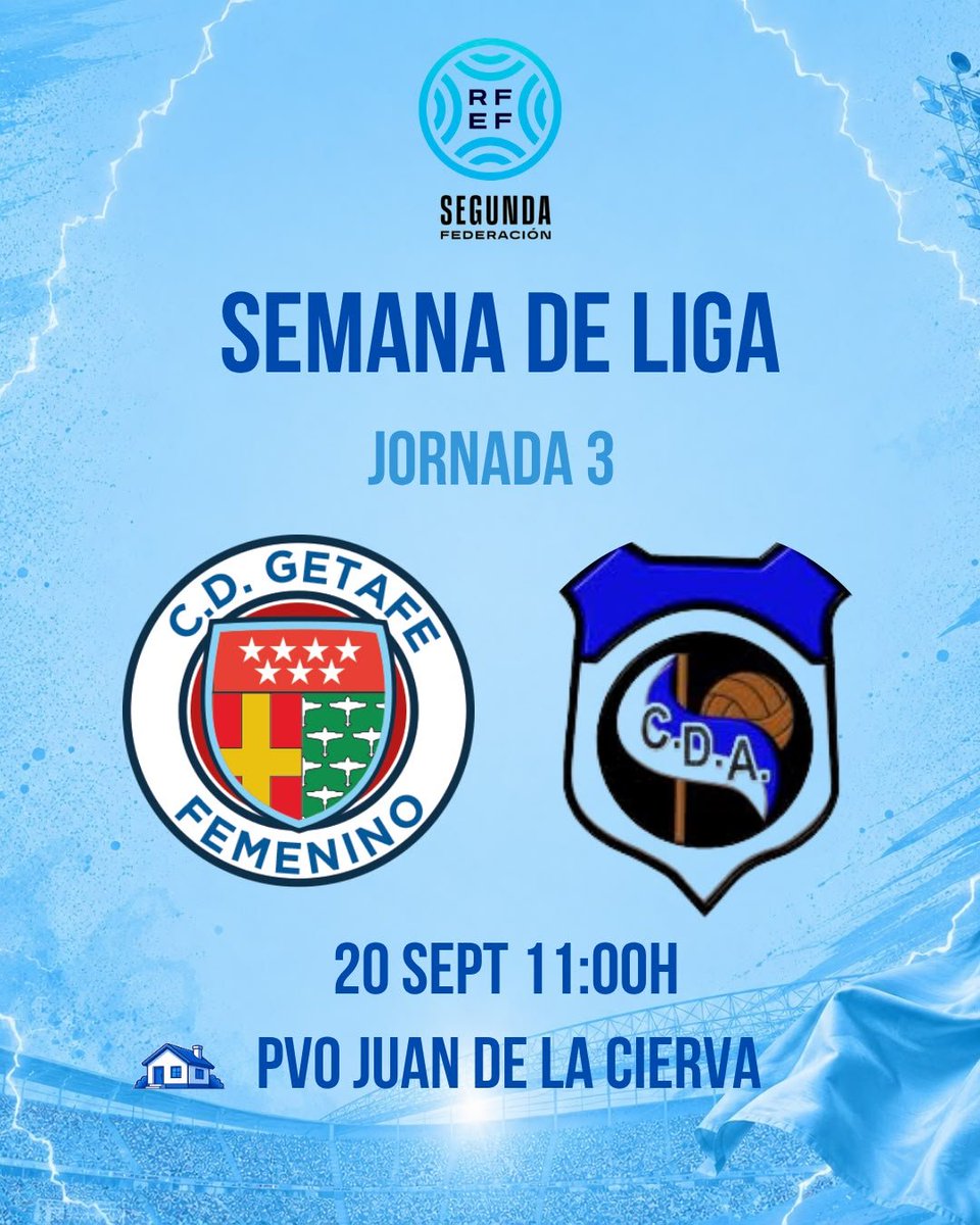 getafefem's tweet photo. ⚔️ ¡𝐍𝐔𝐄𝐕𝐎 𝐑𝐄𝐓𝐎 𝐄𝐍 𝐋𝐈𝐆𝐀!

Este domingo afrontamos la Jornada 3 con ganas de seguir creciendo y luchando juntas. 💪

🆚 CD.Argual
📅 20 de septiembre
🕚 11:00 h
📍 Pvo. Juan de la Cierva

#getafefem #VamosGetafe #Azulesmicolor #OrgulloAzulón https://t.co/YOc4BK7655