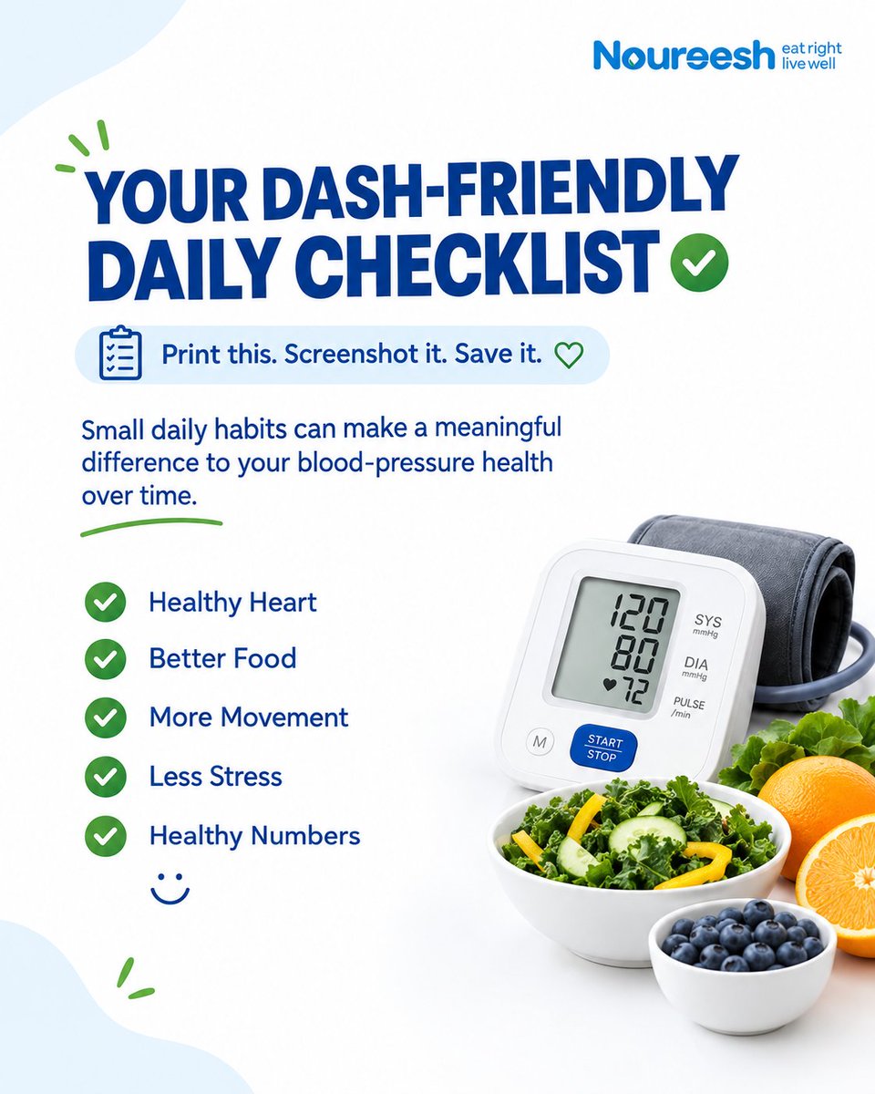 Noureesh's tweet photo. In managing blood pressure, your daily habits matter more than you think. 

Need personalised nutrition support for blood pressure management? Click the link on our bio to book a consultation with the Dietitian.

#dashdiet #healthyhabitsforlife❤️ #hypertensionawareness https://t.co/oFxgTdcGII