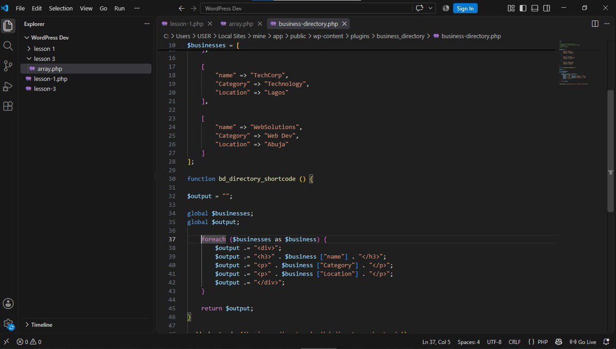 tosan_213's tweet photo. Days 2

What I covered:

PHP arrays
Associative arrays
Nested arrays
foreach
if / elseif / else
Functions
Function parameters
echo
return
String concatenation
.=
PHP scope
global
WordPress hooks
WordPress shortcodes

We're getting there https://t.co/i9l8FFVytQ