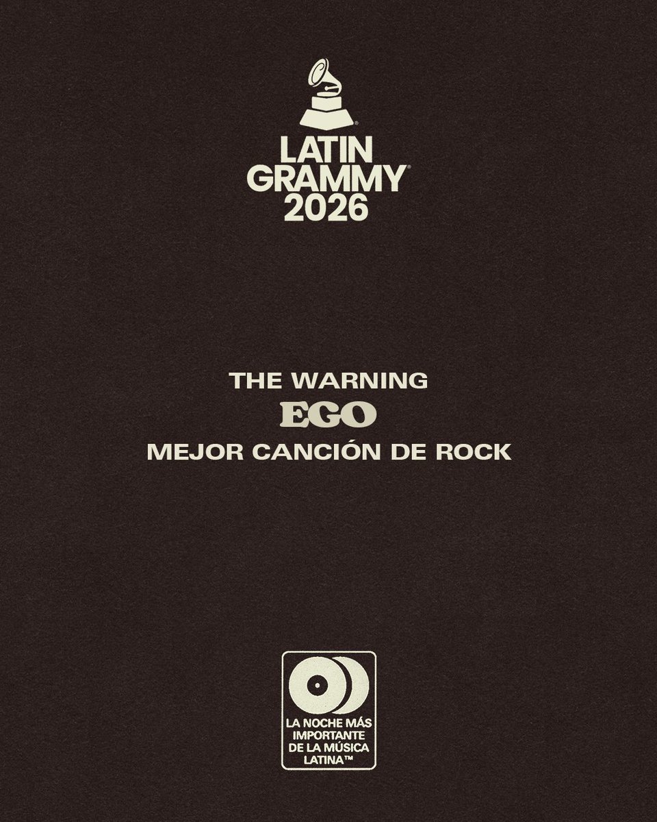 TheWarningBand2's tweet photo. EGO está nominada al Latin GRAMMY por Mejor Canción de Rock! ❤️‍🔥

Qué orgullo y qué honor recibir esta nominación. Gracias a todos los miembros de la Academia que votaron por EGO, a todas las personas que hicieron posible esta canción y a quienes han escuchado, cantado y hecho suya esta canción. Nos hace muy felices ver nuestra música seguir llegando cada vez más lejos 🇲🇽

Nos vemos en los Latin GRAMMYs! 🤘🏻