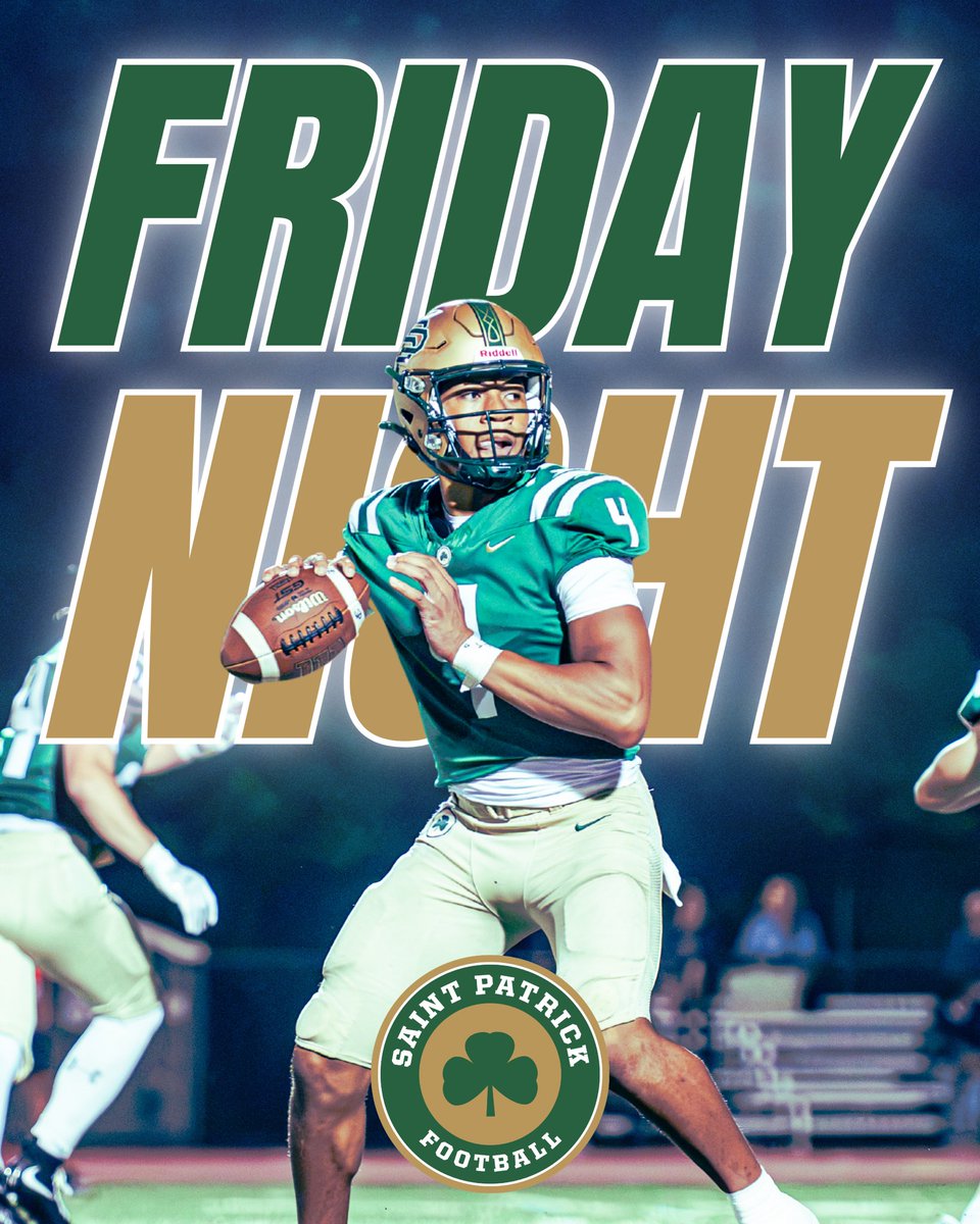 StPatrickFB's tweet photo. Friday Night! 🏈 

Shamrocks host the Mount Carmel Caravan this Friday, September 18! Freshmen kick off at 5 pm &amp; Varsity at 7:30 pm. Go Rocks! ☘️

🎟️ Tickets: https://t.co/NVu0SzdvEs

🎥 Livestream: https://t.co/sTvrx4ZWdk 

📸: Luke Glorioso ‘28 https://t.co/zDEnOmba7H