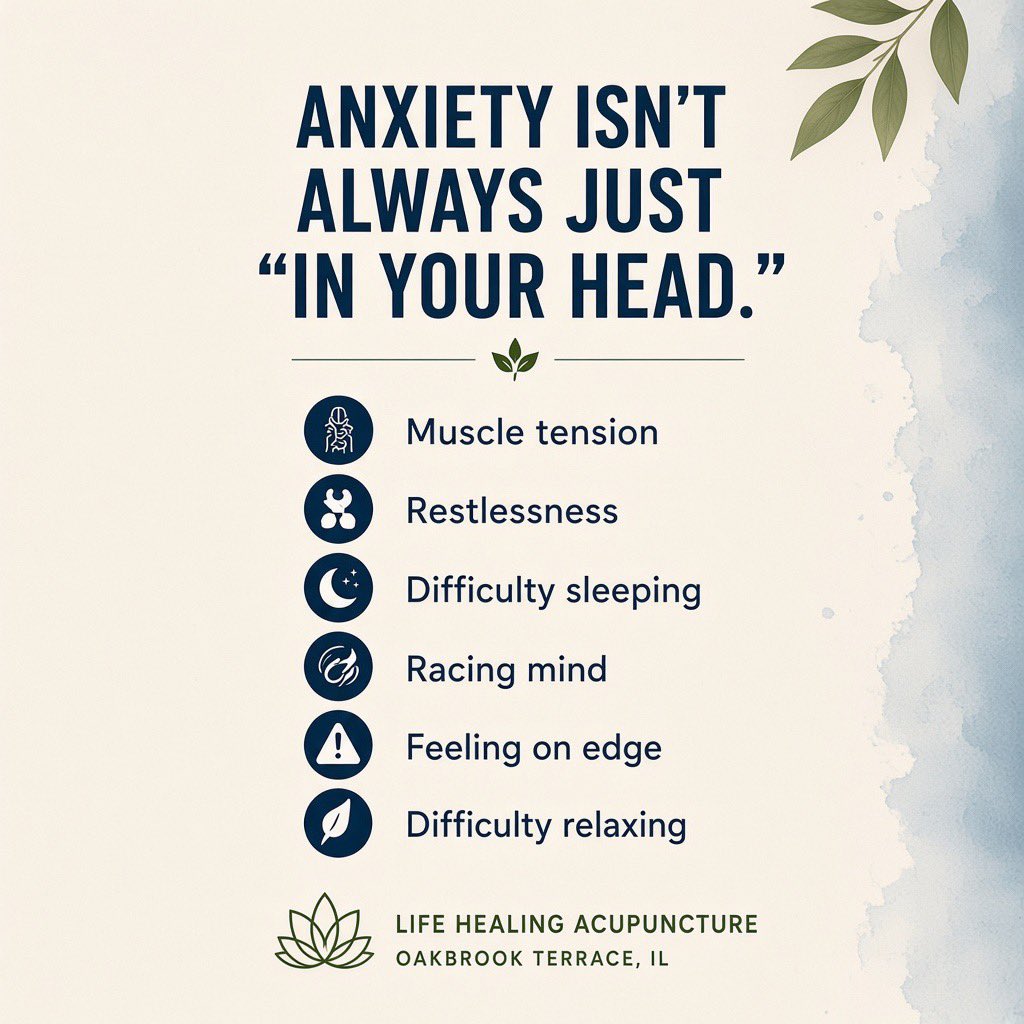 drkevintangeros's tweet photo. Anxiety isn’t always just “in your head.”

It can show up as:

• Restlessness
• Racing thoughts
• Tension
• Trouble sleeping
• Feeling overwhelmed

The mind and body are connected.

Taking care of your well-being means paying attention to both.

#anxietyrelief https://t.co/TpeJKyKBQ8