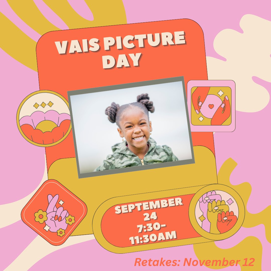 VAISchool's tweet photo. Join us for this year's picture day! Wear your giant smile! https://t.co/bunGFVlfoO
