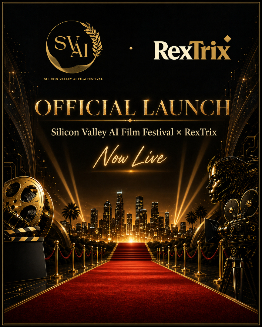 RextrixAI's tweet photo. Officially live: RexTrix × Silicon Valley AI Film Festival 2026.

RexTrix is proud to partner with the Silicon Valley AI Film Festival as an Official Online Submission Partner and Official AI Content Showcase Partner.

AI filmmakers and creators are invited to submit their work through RexTrix and compete for $10,000 in RexTrix Audience Choice Awards:

Gold Award — $5,000
Silver Award — $3,000
Bronze Award — $2,000

Submission is completely free. Upload your AI film, share your work, earn audience votes, and get your story seen.

Submit your film:
https://t.co/F9M7nbj89w

Creators, this is your stage. Show us what the future of AI filmmaking looks like.

#RexTrix #SVAIFF #SiliconValleyAIFilmFestival #AIFilm #AIFilmmaking #AICreators #FilmFestival #AIEntertainment #AICinema