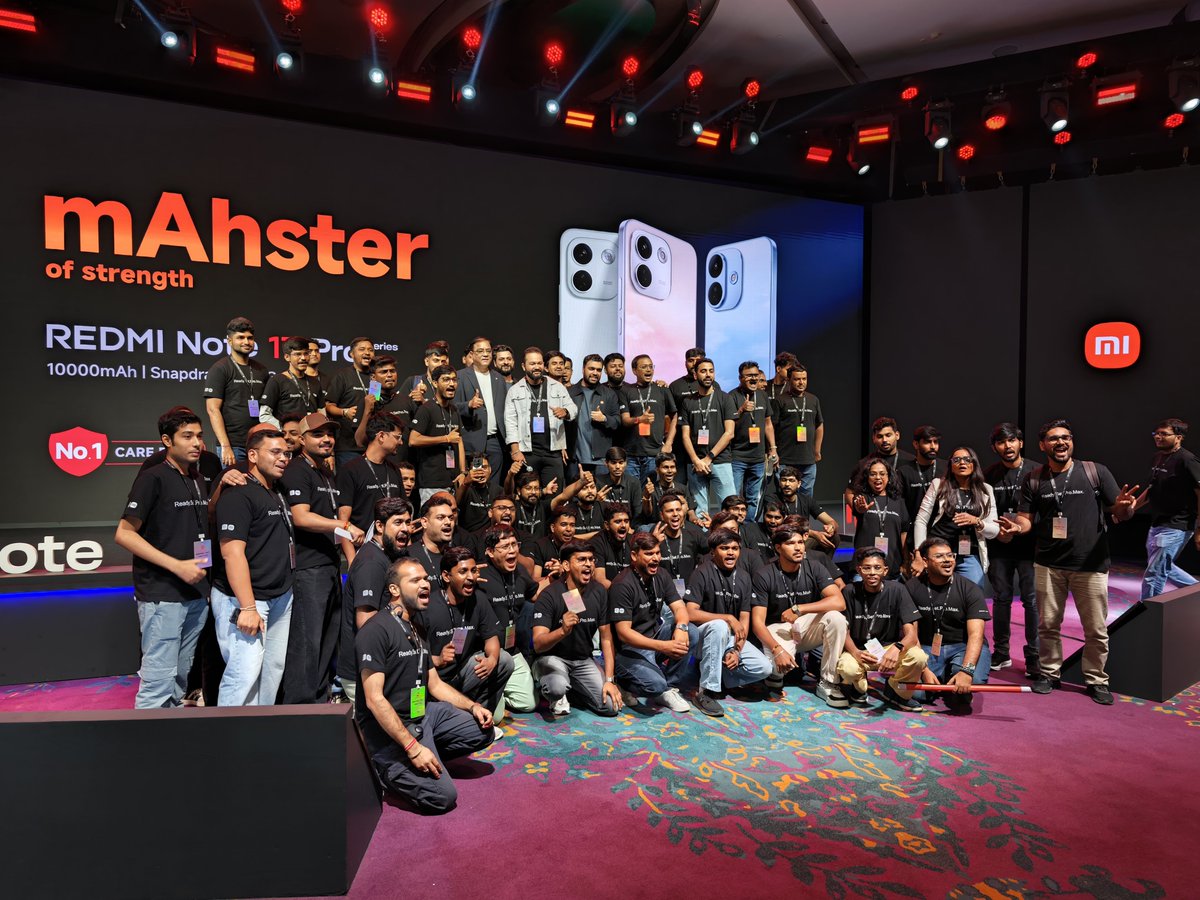 XFCMumbai's tweet photo. Truly an energizing launch! ⚡

​#XiaomiFansClub Community took over New Delhi witnessing the launch of #RedmiNote17ProSeries #mAhsterOfStrength! 📲

​Thanks @pixelwithme for having @XFCMumbai! Excited for #Mijia in India. 🚀

​@RedmiIndia @xiaomicreators @XiaomiIndia https://t.co/QFl0ZIp4wd
