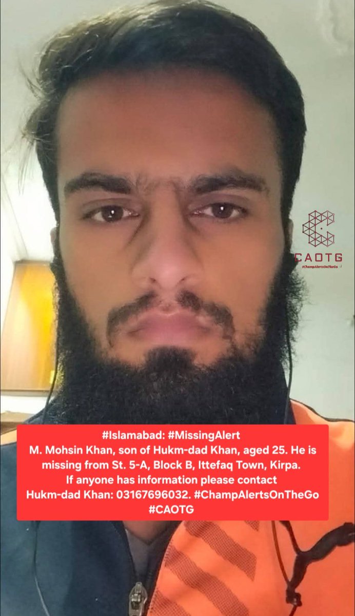 shaheryarhassan's tweet photo. #Islamabad #Lahore #MissingAlert #ChampAlertsOnTheGo #CAOTG https://t.co/A4V8YjDAiF