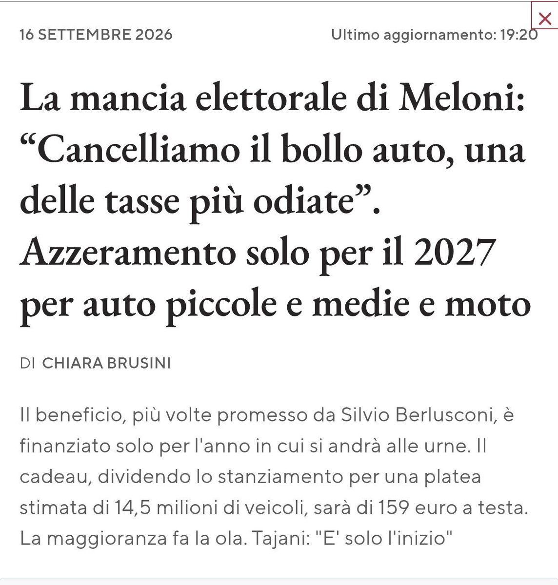 EugenioCardi's tweet photo. ATTENZIONE: da quel che sto leggendo in queste ultime ore, sembrerebbe che il bollo auto per le piccole autovetture verrebbe SOSPESO PER IL SOLO 2027! 
Chissà come mai...🤬 https://t.co/bZjOVE0ZAj