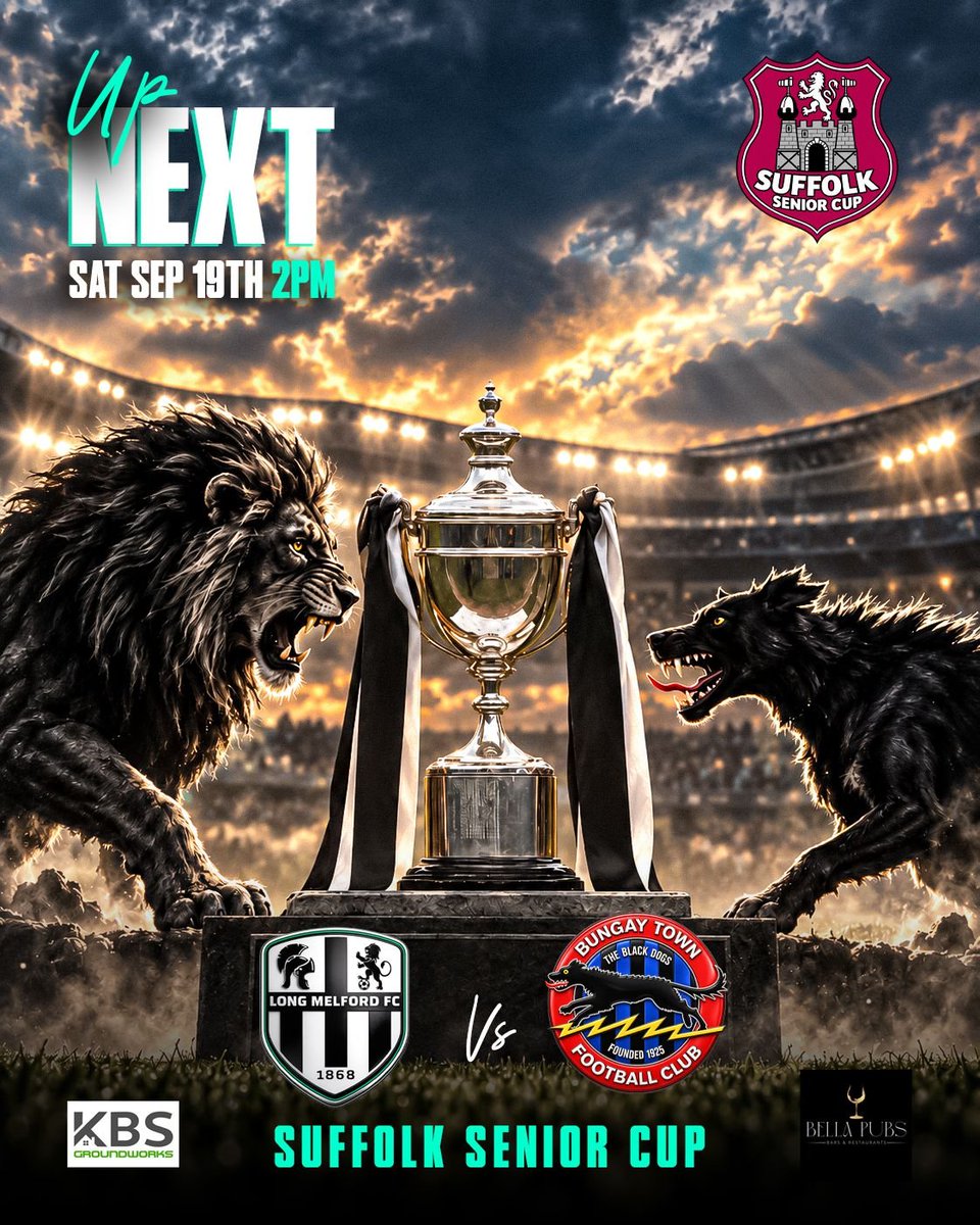Longmelfordfc's tweet photo. UP NEXT!

On Saturday we come against Bungay Town where the clubs will meet for the first time since the 1935-36 season

We hope to progress into the next round and get ourselves a step closer to Portman Road. 🏆 https://t.co/k1476TDChE
